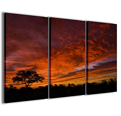 Kunstdruck auf Leinwand, African Sunset Moderne Bilder in 3 Paneelen, fertig zum Aufhängen, 120 x 90 cm von Stampe su Tela