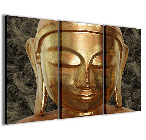Kunstdruck auf Leinwand, Ethnische Buddha III Moderne Bilder in 3 Paneelen, bereits gearbeitet, fertig zum Aufhängen, 120 x 90 cm von Stampe su Tela