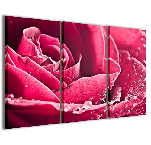 Kunstdruck auf Leinwand, Rosa, Beautiful Rose, moderne Blumen, 3 Paneelen, fertig zum Aufhängen, 120 x 90 cm von Stampe su Tela