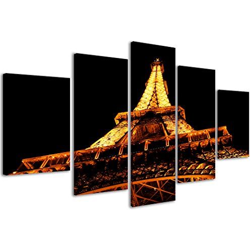 Kunstdruck auf Leinwand Città 191 Bilder Modern Eiffelturm Paris in 5 Paneelen, fertig zum Aufhängen, 200 x 90 cm von Stampe su Tela