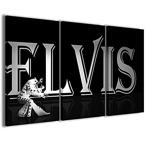 Kunstdruck auf Leinwand Elvis Live Bilder in 3 bereits gerahmten Paneelen, fertig zum Aufhängen, 120 x 90 cm von Stampe su Tela