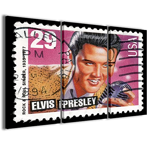 Kunstdruck auf Leinwand Elvis Presley Moderne Bilder in 3 bereits gerahmten Paneelen, fertig zum Aufhängen, 120 x 90 cm von Stampe su Tela
