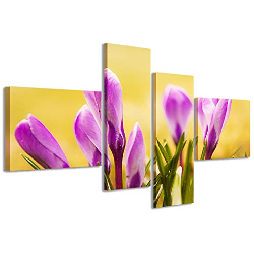 Kunstdrucke auf Leinwand, First Flower First Blume, moderne Bilder aus 4 Paneelen, fertig zum Aufhängen, 160 x 70 cm von Stampe su Tela