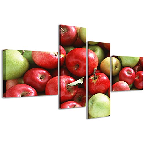 Kunstdrucke auf Leinwand, Fruit Obst, moderne Bilder aus 4 Paneelen, fertig zum Aufhängen, 160 x 70 cm von Stampe su Tela