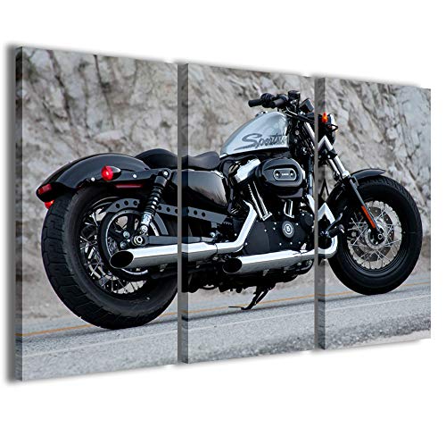 Kunstdrucke auf Leinwand, Harley XII moderne Bilder aus 3 Paneelen, fertig gerahmt auf Leinwand, fertig zum Aufhängen, 120 x 90 cm von Stampe su Tela