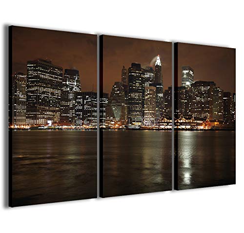 Kunstdrucke auf Leinwand, Manhattan moderne Bilder aus 3 Paneelen, fertig gerahmt, Leinwanddruck, fertig zum Aufhängen, 120 x 90 cm von Stampe su Tela