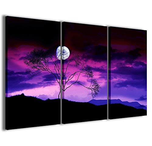 Kunstdrucke auf Leinwand, Spectacular Moon Spektakuläres Mond, moderne Bilder aus 3 Paneelen, fertig gerahmt, Leinwand, fertig zum Aufhängen, 100 x 70 cm von Stampe su Tela