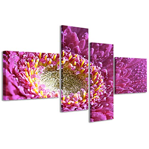 Kunstdrucke auf Leinwand, The beatiful flowers Die schönen modernen Blumen auf 4 Paneelen, fertig gerahmt auf Leinwand, fertig zum Aufhängen, 160 x 70 cm von Stampe su Tela