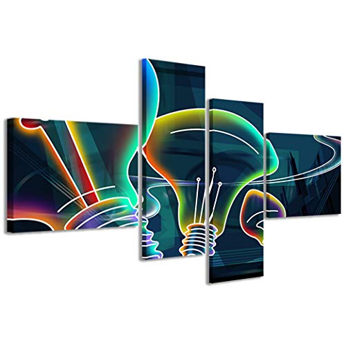 Kunstdrucke auf Leinwand, fluoreszierende Leuchten, moderne Bilder aus 4 Paneelen, fertig zum Aufhängen, 160 x 70 cm von Stampe su Tela