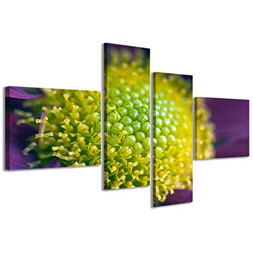 Kunstdrucke auf Leinwand, grüne Blumen Makro grün, moderne Bilder aus 4 Paneelen, fertig gerahmt, Leinwand, 160 x 70 cm von Stampe su Tela