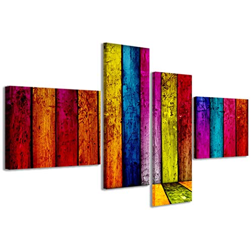 Kunstdrucke auf Leinwand, mehrfarbig, Holz mehrfarbig, moderne Bilder aus 4 Paneelen, fertig zum Aufhängen, 160 x 70 cm von Stampe su Tela