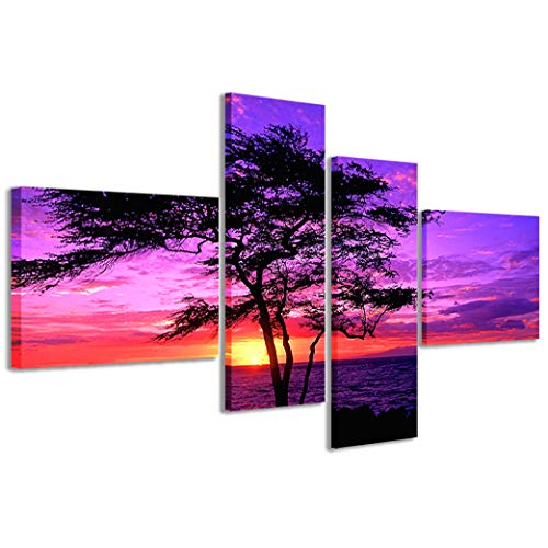 Kunstdrucke auf Leinwand Tree Hawaii Baum Kiawe Hawaii Moderne Bilder in 4 Paneelen bereits gerahmt Leinwand fertig zum Aufhängen, 160 x 70 cm von Stampe su Tela