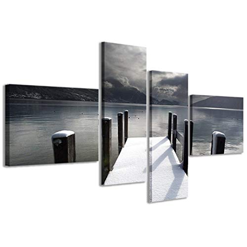 Leinwandbild, Dachfenster-Lake, moderne Bilder aus 4 Paneelen, fertig gerahmt, 160 x 70 cm von Stampe su Tela