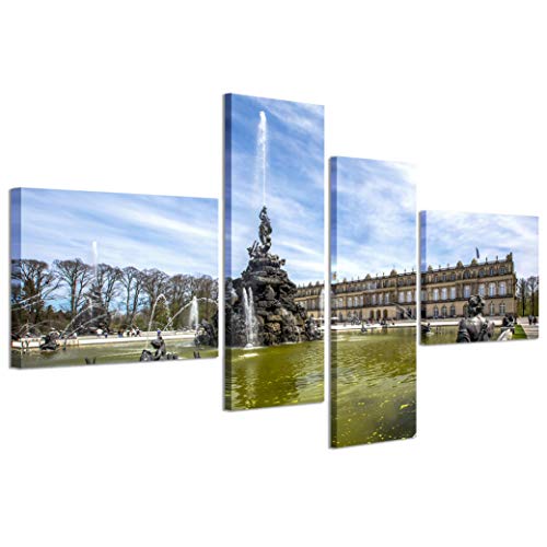 Leinwandbild, Schloss von Herrenchiemsee Moderne Bilder aus 4 Paneelen, fertig gerahmt auf Leinwand, fertig zum Aufhängen, 160 x 70 cm von Stampe su Tela