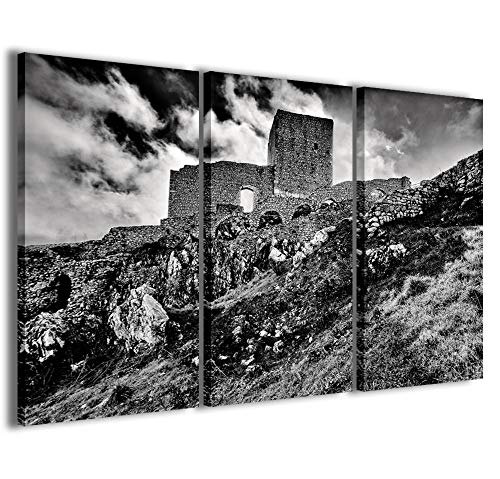 Leinwandbild, Schloss von Volcei, moderne Bilder aus 3 Paneelen, fertig gerahmt auf Leinwand, fertig zum Aufhängen, 100 x 70 cm von Stampe su Tela