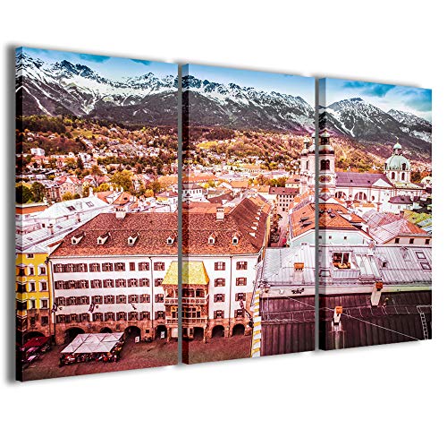 Leinwandbilder, Innsbruck moderne Bilder aus 3 Paneelen, fertig gerahmt auf Leinwand, fertig zum Aufhängen, 100 x 70 cm von Stampe su Tela