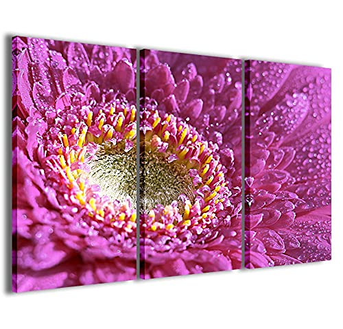 Stampe su Tela Bild, The Beatiful Flowers I schöne Blumen Leinwand Moderne 3 Paneele fertig gerahmt Canvas, fertig zum Aufhängen, 90 x 60 cm von Stampe su Tela