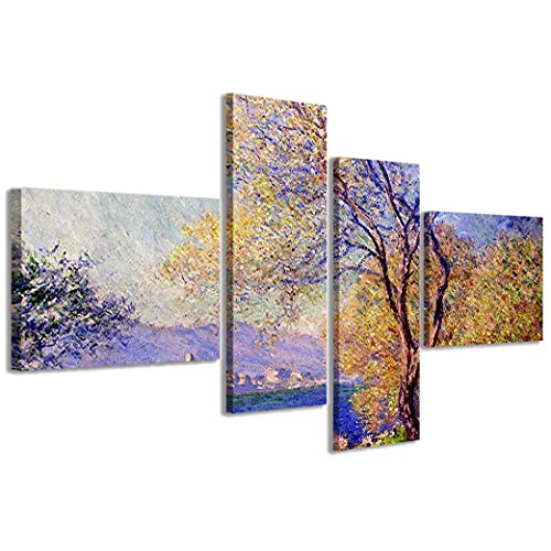 Stampe su Tela Bild auf Leinwand, Claude Monet IV moderner Kunstdruck in 4 Paneelen, fertig gerahmt, Canvas, fertig zum Aufhängen, 200 x 100 cm von Stampe su Tela