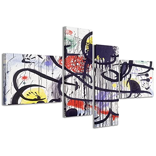Stampe su Tela Bild auf Leinwand, Joan Miro IV, moderner Kunstdruck in 4 Paneelen, fertig zum Aufhängen, 200 x 100 cm von Stampe su Tela