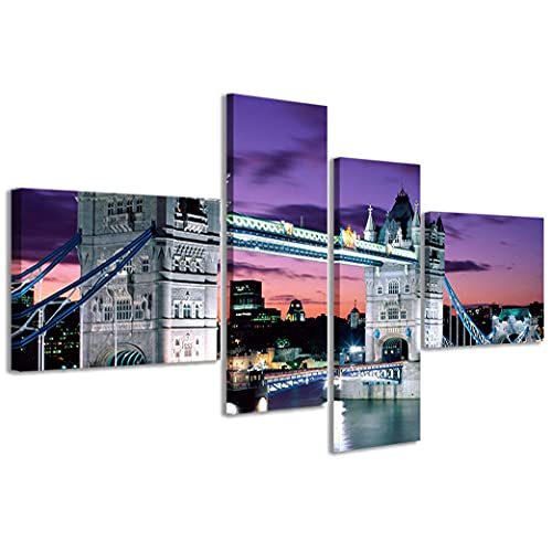 Stampe su Tela Bild auf Leinwand, London Tower Bridge, moderner Druck auf 4 Paneelen, fertig zum Aufhängen, 200 x 100 cm von Stampe su Tela