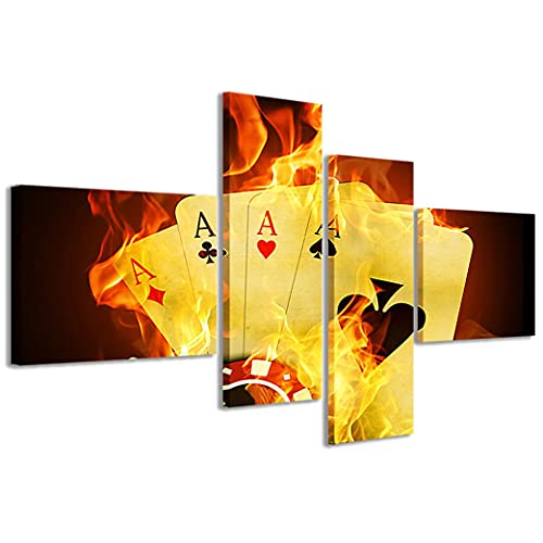Stampe su Tela Bild auf Leinwand, Poker Game IV moderner Druck aus 4 Paneelen, fertig gerahmt, Canvas, fertig zum Aufhängen, 200 x 100 cm von Stampe su Tela