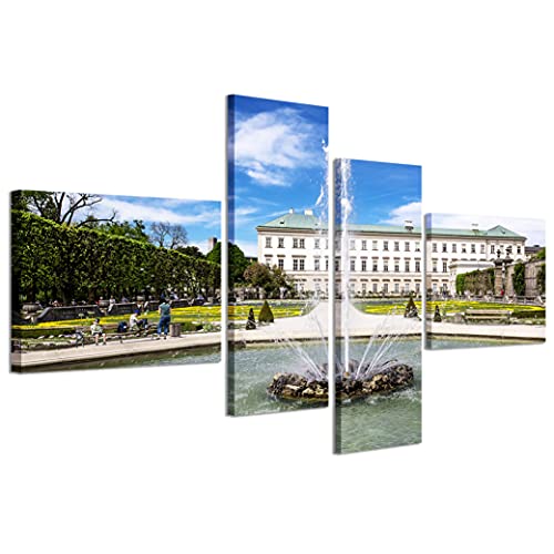 Stampe su Tela Bild auf Leinwand, Schloss von Mirabell Salzburg moderner Druck in 4 Paneelen, fertig gerahmt, Canvas, fertig zum Aufhängen, 200 x 100 cm von Stampe su Tela