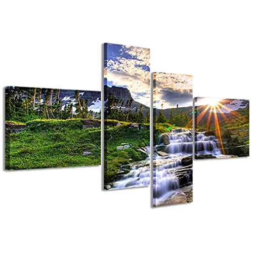 Stampe su Tela Waterfalls III Bild auf Leinwand, moderner Kunstdruck in 4 Paneelen, fertig zum Aufhängen, 200 x 100 cm von Stampe su Tela