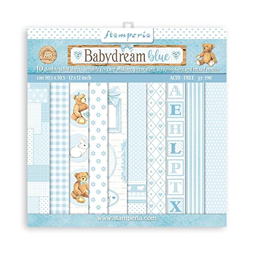 Scrapbooking Pad 10 sheets cm 30,5x30,5 (12"x12") - BabyDream Blue von Stamperia