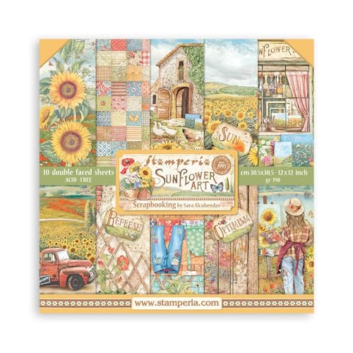 Scrapbooking Pad 10 sheets cm 30,5x30,5 (12"x12") - Sunflower Art von Stamperia