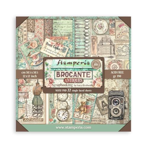 Stamperia Scrapbooking Pad 22 sheets cm 30,5x30,5 (12"x12") Single face - Brocante Antiques von Stamperia