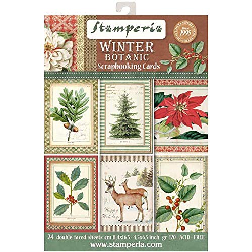 Stamperia Cards Pad 4.5"X6.5" 24/Pkg-Winter Botanic Stamperia Cards Pad 4.5"X6.5" 24/Pkg-Winter Botanic von Stamperia