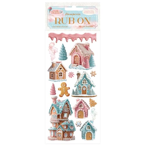 Stamperia - Rub-on for Scrapbooks, Albums, Cards, Bullet Journals and More, Easily Transfer Images onto Paper and Other Surfaces, Perfect for Crafts and Gifting (Candy Christmas, Marzipan Houses) von Stamperia