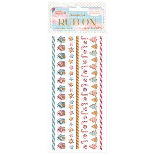 Stamperia - Rub-on for Scrapbooks, Albums, Cards, Bullet Journals and More, Easily Transfer Images onto Paper and Other Surfaces, Perfect for Crafts and Gifting (Candy Christmas, Stripes) von Stamperia