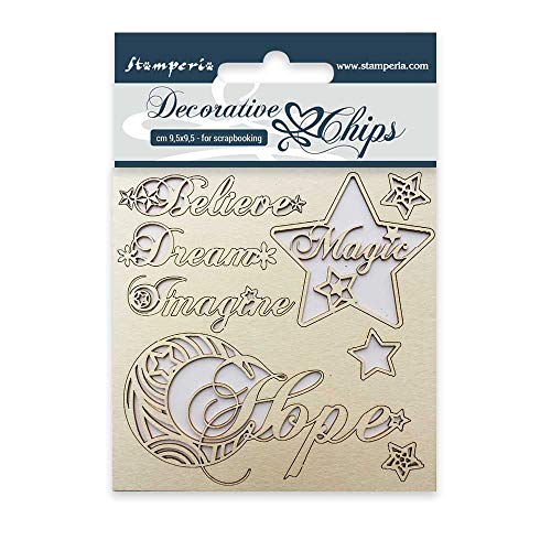 Stamperia Deko Chips Hope, Holz, 9,5 x 9,5 cm von Stamperia