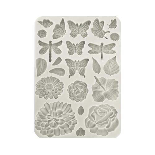 Stamperia - Silicon Mould A5 for Scrapbooking, Bullet Journals and More, Butterflies and Flowers, Non-Stick, Suitable for Air-Dry Clay and More, Perfect for Crafts and Gifting (Secret Diary) von Stamperia