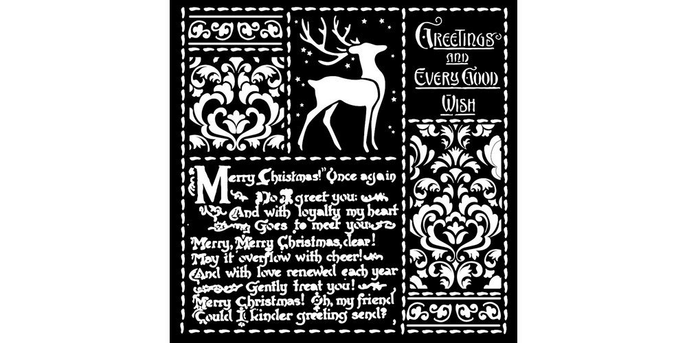 Stamperia Malschablone Christmas Letters, 18 cm x 18 cm von Stamperia