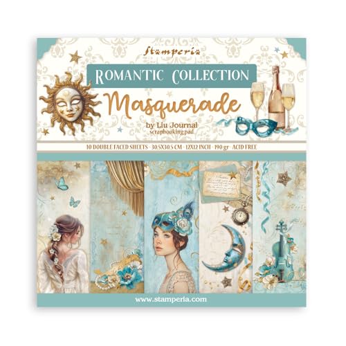 Stamperia SBBL165 Masquerade Scrapbook Pad 30.5cm x 30.5cm, Multicolour, 30.5x30.5cm von Stamperia