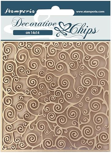 Stamperia SCB104 Decorative Chips cm 14x14-Klimt The Tree of Life Texture, Various, 14x14 cm, 3 von Stamperia