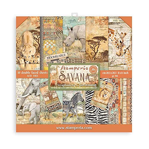 Stamperia Savana Scrapbooking Pad 20x20, Multicoloured (SBBSS57), 8" x 8" von Stamperia