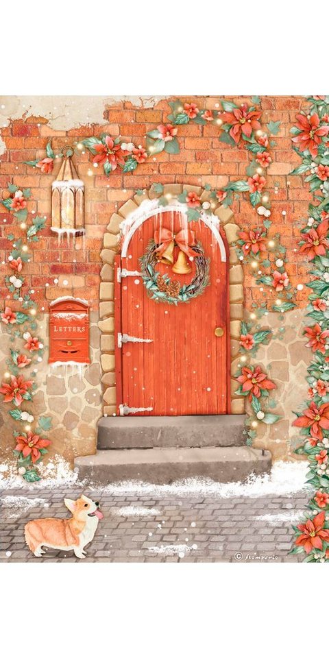 Stamperia Seidenpapier All around Christmas - Red Door, DIN A4 von Stamperia