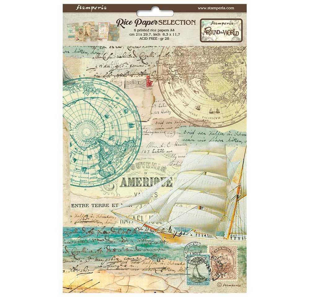 Stamperia Seidenpapier Around the World, DIN A4 6er-Set von Stamperia