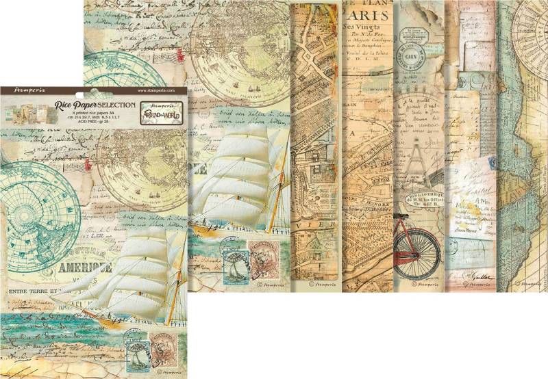 Stamperia Seidenpapier Around the World, DIN A4 6er-Set von Stamperia