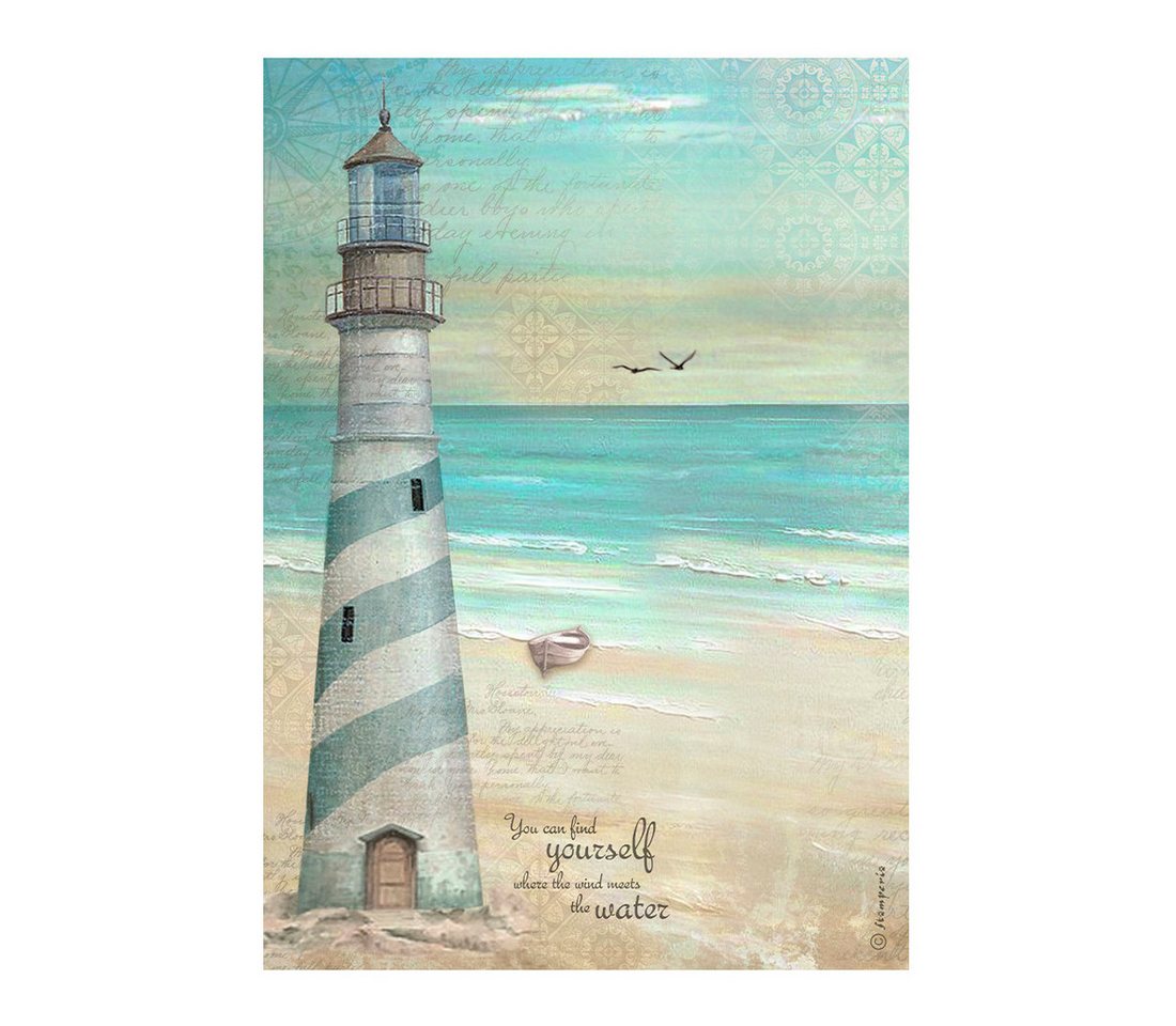 Stamperia Seidenpapier Sea Land Lighthouse, DIN A4 von Stamperia