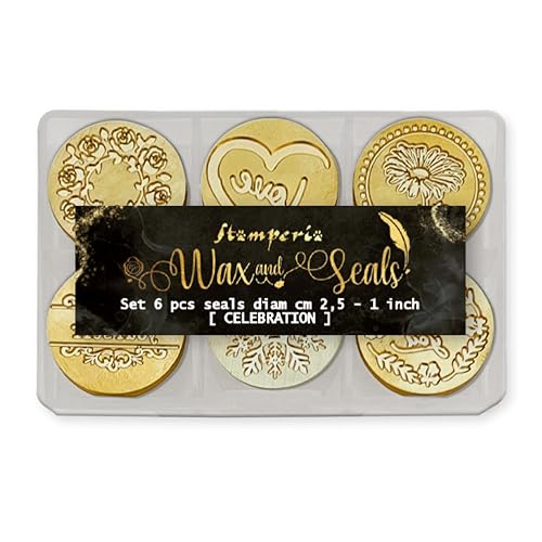 Stamperia WAXSL01 Set of 6 Scrapbooking, Albums, Card Making, Bullet Journalling More, Perfect for Personalised Stamping, Crafts and Gifting (Everyday) (6 Seals), Gold, 2.5 cm Stamperia WAXSL01 Set of 6 Scrapbooking, Albums, Card Making, Bullet Journalling More, Perfect for Personalised Stamping, Crafts and Gifting (Everyday) (6 Seals), Gold, 2.5 cm von Stamperia