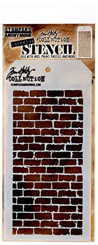 Art Gone Wild Stampers Anonymous Tim Holtz Schablonen Mauersteine, Synthetic Material, durchsichtig, 30.5 x 12.7 x 0.2 cm von Stampers Anonymous