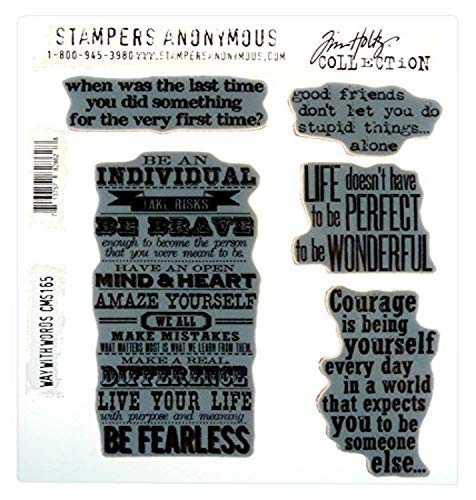 Tim Holtz Haftende Stempelsets, Stampers Anonymous, künstlerische Werkzeuge, Gummistempel Way with Words rot von Stampers Anonymous