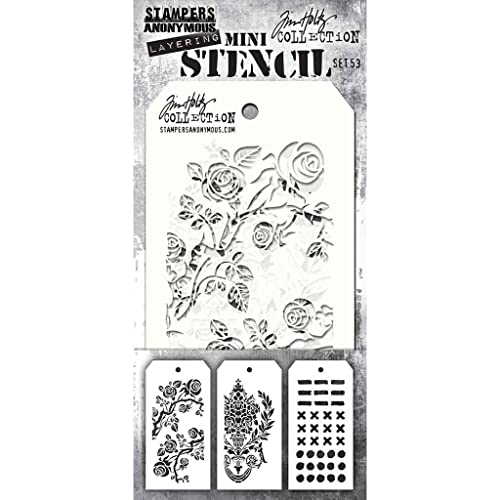Tim Holtz Mini-Schablonen-Set, 3 Stück, #53 von Stampers Anonymous