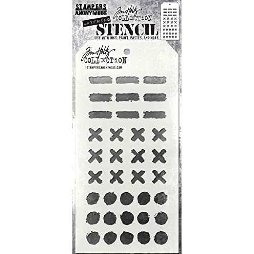 Tim Holtz Schablone, mehrlagig, 10,3 x 22,7 cm, Markierungen von Stampers Anonymous