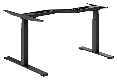 StandXT elektrisch höhenverstellbarer Schreibtisch L-Form - Modell Pro D07-DZL Tischgestell, Höhe 62-128cm, Kollisionsschutz, 125 kg Traglast, Memoryfunktion, Farbe:Tischgestell schwarz von StandXT