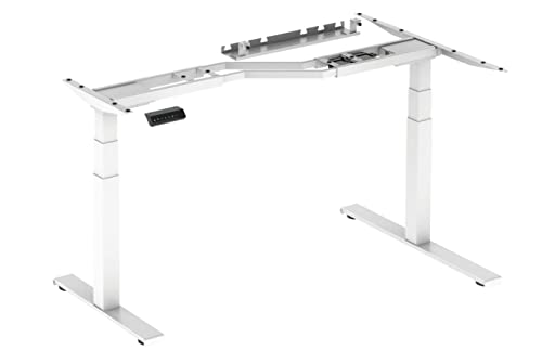 StandXT elektrisch höhenverstellbarer Schreibtisch L-Form - Modell Pro D07-DZL Tischgestell, Höhe 62-128cm, Kollisionsschutz, 125 kg Traglast, Memoryfunktion, Farbe:Tischgestell weiß von StandXT